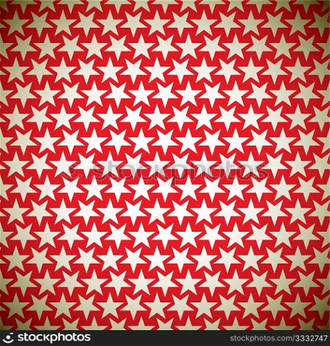 Seamless star red background pattern with gold elements