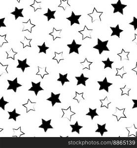Seamless stars pattern. Black and white background
