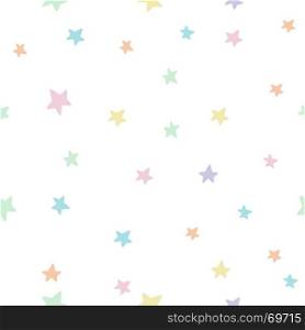 seamless stars pattern. Cute small pastel colors stars seamless pattern for baby boys and girls. Light baby colors stars on white background