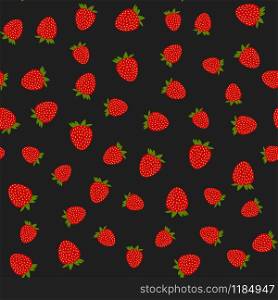 Seamless strawberry pattern on black background. Seamless strawberry pattern on black
