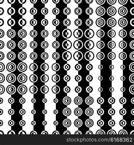 Seamless Stripe and Circle Pattern. Vector Black and White Background. Seamless Stripe and Circle Pattern