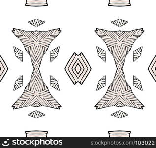 Seamless striped vector pattern. Vintage colored decorative repainting background with tribal and ethnic motifs. Abstract geometric roughly hatched shapes colored with hand drawn brush stokes.