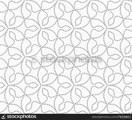 Seamless stylish dotted geometric background. Modern abstract pattern made with dotts. Flat monochrome design.Gray dotted six pedal flowers.