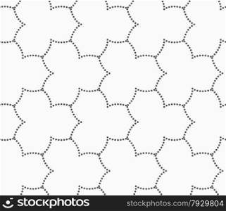 Seamless stylish dotted geometric background. Modern abstract pattern made with dotts. Flat monochrome design.Gray dotted three pedal pointy flower grid.