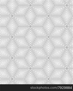 Seamless stylish dotted geometric background. Modern abstract pattern made with dotts. Flat monochrome design.Gray dotted cubes with offset.