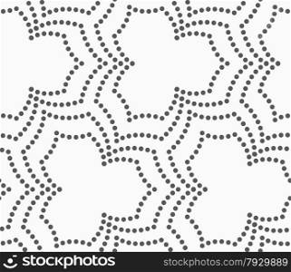 Seamless stylish dotted geometric background. Modern abstract pattern made with dotts. Flat monochrome design.Gray dotted three pedal pointy flowers.