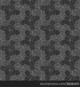 Seamless stylish geometric background. Modern abstract pattern. Flat monochrome design.Dark gray ornament with translucent rounded shapes.