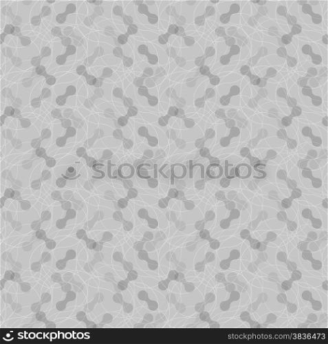Seamless stylish geometric background. Modern abstract pattern. Flat monochrome design.Gray ornament with translucent rounded shapes.