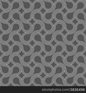 Seamless stylish geometric background. Modern abstract pattern. Flat monochrome design.Dark gray ornament with offset rounded shapes.