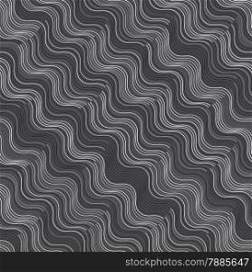 Seamless stylish geometric background. Modern abstract pattern. Flat monochrome design.Repeating ornament gray and white diagonal wavy.
