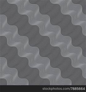 Seamless stylish geometric background. Modern abstract pattern. Flat monochrome design. Repeating ornament diagonal light and dark gray wavy.