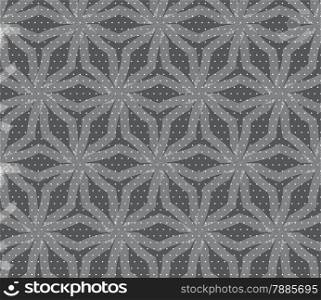 Seamless stylish geometric background. Modern abstract pattern. Flat monochrome design.Repeating ornament stars with lines on gray textured with dots.