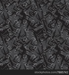 Seamless stylish geometric background. Modern abstract pattern. Flat monochrome design.Repeating ornament dark small rough shapes.