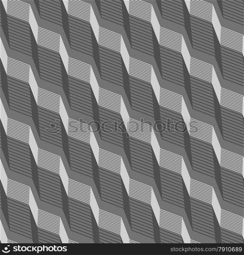 Seamless stylish geometric background. Modern abstract pattern. Flat monochrome design.Monochrome pattern with black and gray striped diagonal braids with shades.