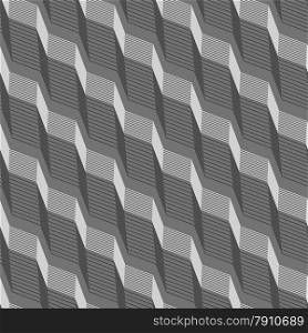 Seamless stylish geometric background. Modern abstract pattern. Flat monochrome design.Monochrome pattern with black and gray striped diagonal braids with shades.