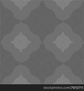 Seamless stylish geometric background. Modern abstract pattern. Flat monochrome design.Monochrome pattern with black and dark gray wavy guilloche squares.