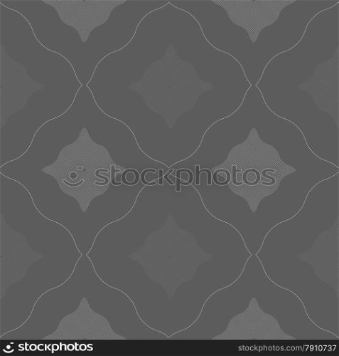 Seamless stylish geometric background. Modern abstract pattern. Flat monochrome design.Monochrome pattern with black and gray wavy guilloche squares.