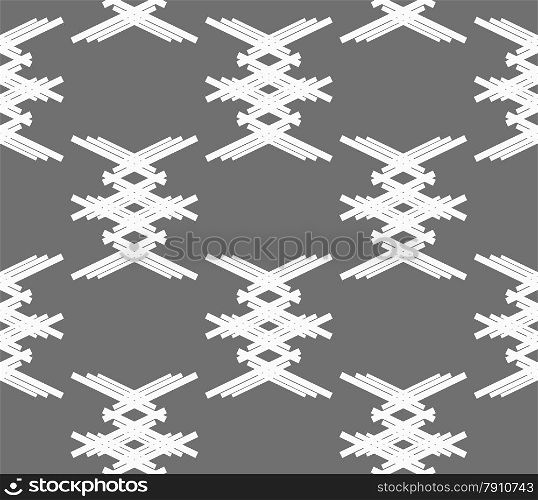 Seamless stylish geometric background. Modern abstract pattern. Flat monochrome design.Monochrome pattern with white crossed shapes on gray.
