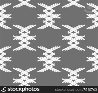 Seamless stylish geometric background. Modern abstract pattern. Flat monochrome design.Monochrome pattern with white crossed shapes on gray.