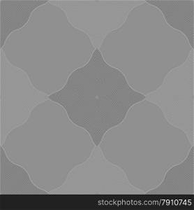 Seamless stylish geometric background. Modern abstract pattern. Flat monochrome design.Monochrome pattern with gray wavy guilloche squares.