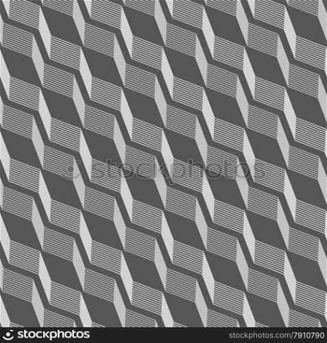 Seamless stylish geometric background. Modern abstract pattern. Flat monochrome design.Monochrome pattern with gray striped diagonal braids with shades on gray.