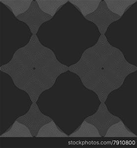 Seamless stylish geometric background. Modern abstract pattern. Flat monochrome design.Monochrome pattern with wavy guilloche squares.