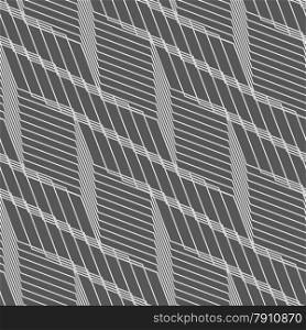 Seamless stylish geometric background. Modern abstract pattern. Flat monochrome design.Monochrome pattern with gray striped diagonal interwoven grid.