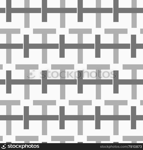 Seamless stylish geometric background. Modern abstract pattern. Flat monochrome design.Monochrome pattern with black and gray intersecting t shapes.