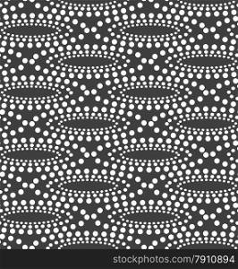 Seamless stylish geometric background. Modern abstract pattern. Flat monochrome design.Monochrome pattern with white dotted concentric ovals and dotted grid.