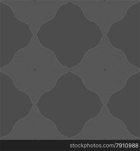 Seamless stylish geometric background. Modern abstract pattern. Flat monochrome design.Monochrome pattern with black wavy guilloche squares.