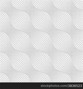 Seamless stylish geometric background. Modern abstract pattern. Flat monochrome design.Gray ornament diagonal bulging waves.
