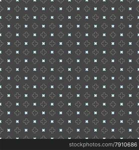 Seamless stylish geometric background. Modern abstract pattern. Flat textured design.Colored geometrical pattern with blue cross shapes on dark gray.