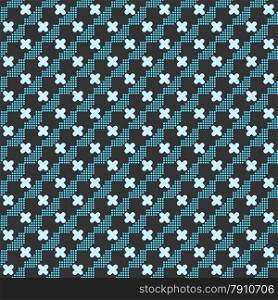 Seamless stylish geometric background. Modern abstract pattern. Flat textured design.Colored geometrical pattern with blue cross shapes and dots.