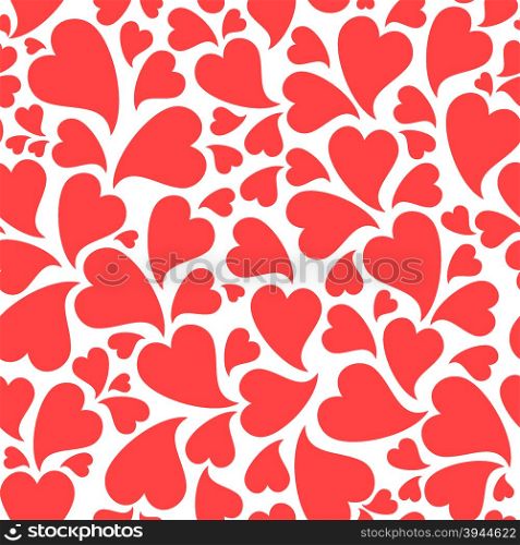 Seamless stylish pattern with red hearts. Vector illustration
