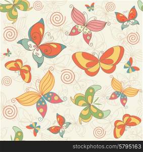 Seamless Summer Background with Butterflies for Fabric, Textile, Wallpaper and Decoration.