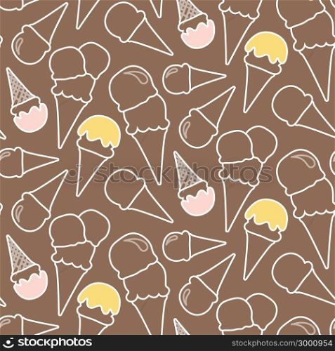 Seamless summer ice cream pattern. Seamless summer ice cream pattern (chocolate background)