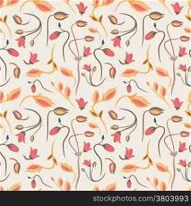 seamless summer tiny floral pattern on beige background