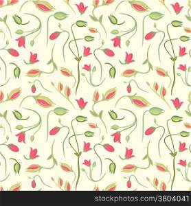 seamless summer tiny floral pattern on beige background