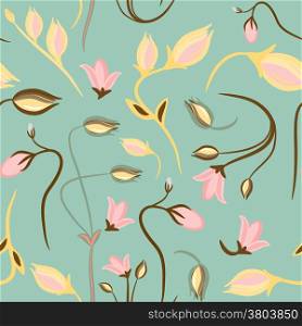seamless summer tiny floral pattern on blue background