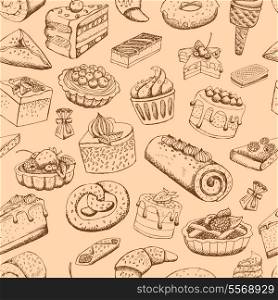 Seamless sweet pastries food vector illustration wallpaper
