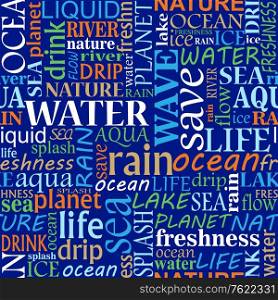 Seamless tag cloud with water words for design