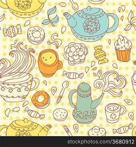 seamless tea pattern - vector illustration