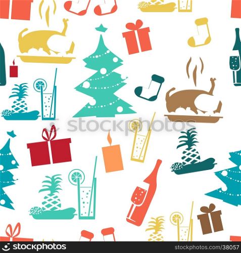 Seamless textile pattern for a Christmas theme flat style