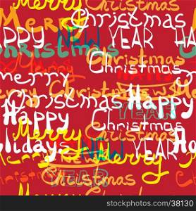 Seamless textile pattern Merry christmas and happy new year lettering design style vector