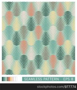 Seamless texture design. Vector recurring template. Stylized leaves shapes. Floral motif. Minimal geometric ornament. . Seamless pattern. Stylized geometric shapes.