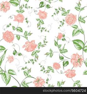 Seamless texture of beautiful roses for textiles. Vector illustration.