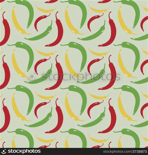 Seamless texture of colored peppers. Vector art