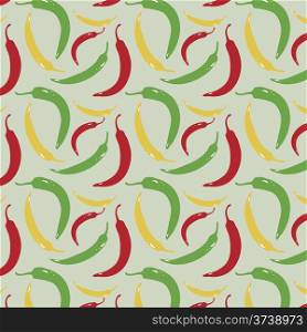 Seamless texture of colored peppers. Vector art