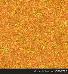 Seamless texture of orange color with a print style Tribal. Vector illustration.