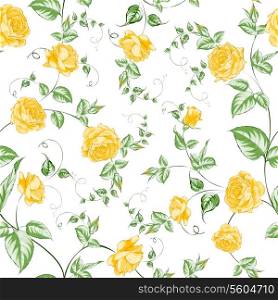 Seamless texture of orange roses for textiles. Vector illustration.